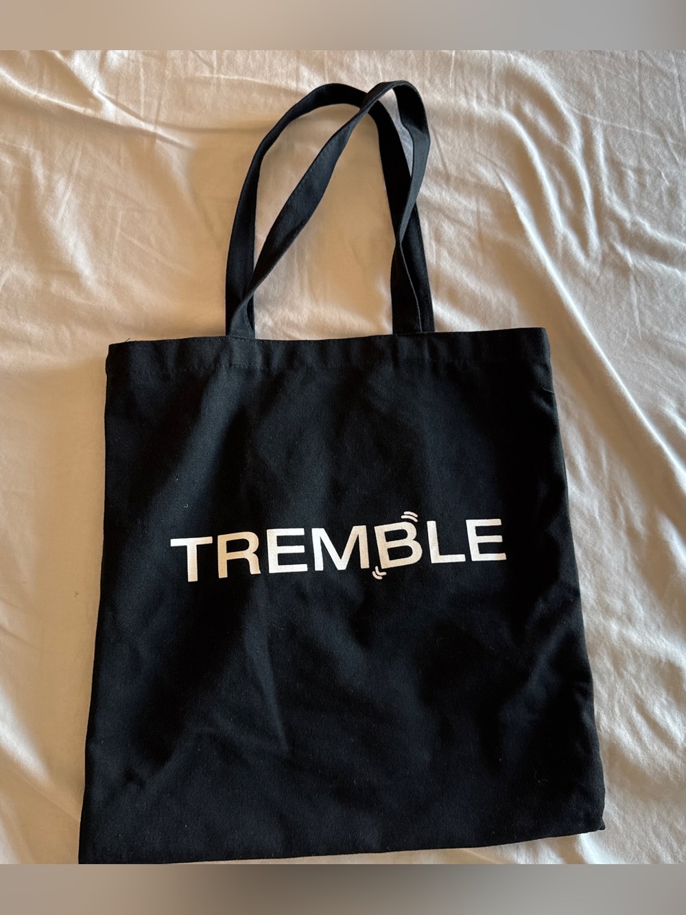 Tremble Black Bag Tote Purse Organizer Handles White Logo 15.5” X 15 Made Me